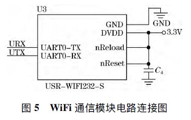 圖5 WiFi通信模塊電路連接圖 浪涌保護(hù)器溫度控制系統(tǒng)的設(shè)計(jì)
